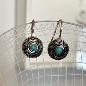 Turquoise and silver tone earrings